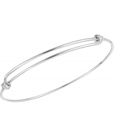 Simple and Chic Minimalist Inspired .925 Sterling Silver Wire Band Adjustable Bangle Bracelet | Silver Charm Bracelets for Wo...