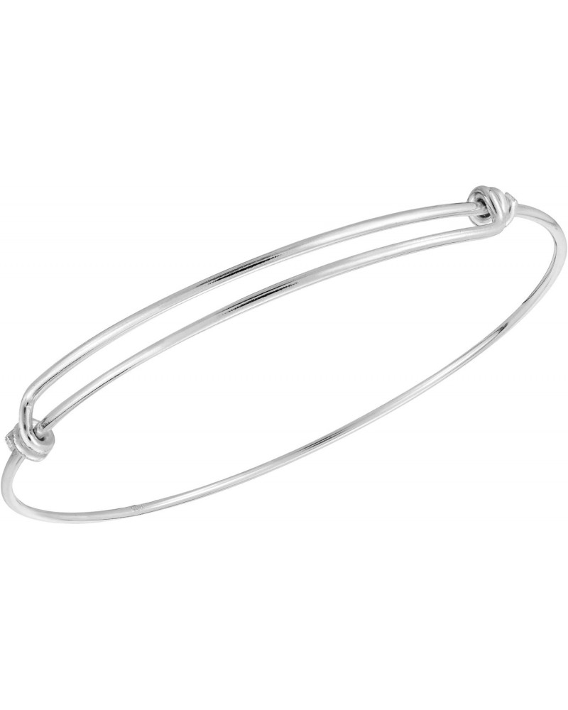 Simple and Chic Minimalist Inspired .925 Sterling Silver Wire Band Adjustable Bangle Bracelet | Silver Charm Bracelets for Wo...