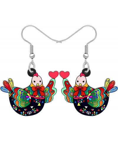 Acrylic Charm Cute Chicken Hen Rooster Earrings Drop Dangle Jewelry for Women Girls Funny Party Gifts Fern $6.47 Earrings