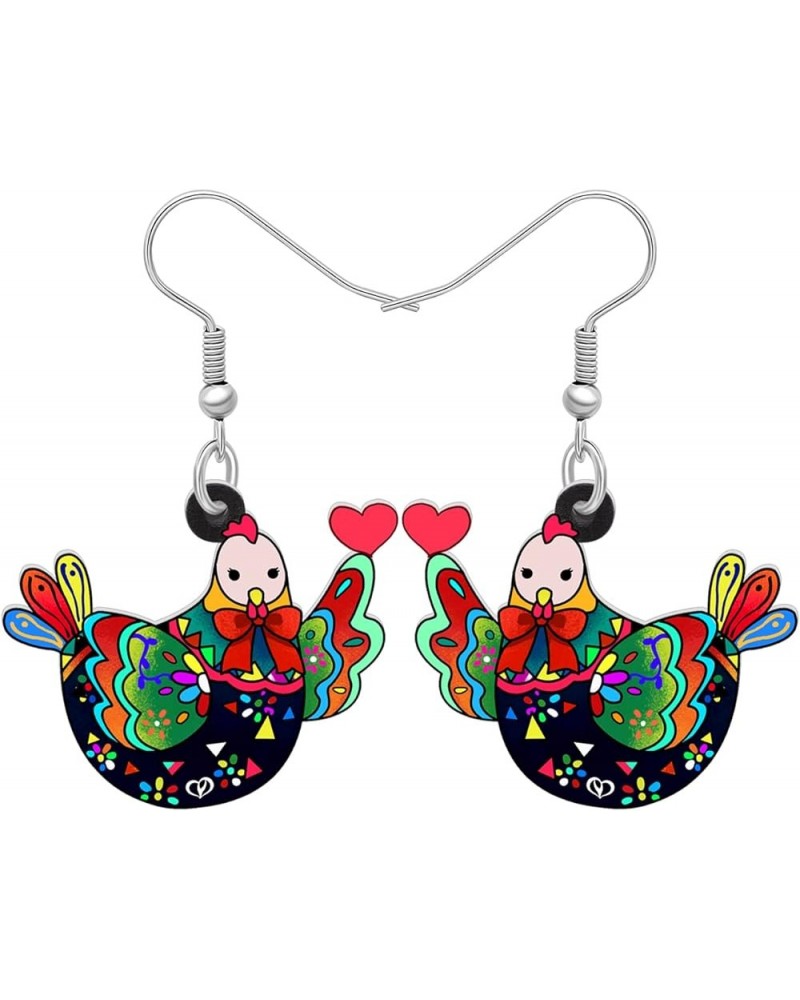 Acrylic Charm Cute Chicken Hen Rooster Earrings Drop Dangle Jewelry for Women Girls Funny Party Gifts Fern $6.47 Earrings