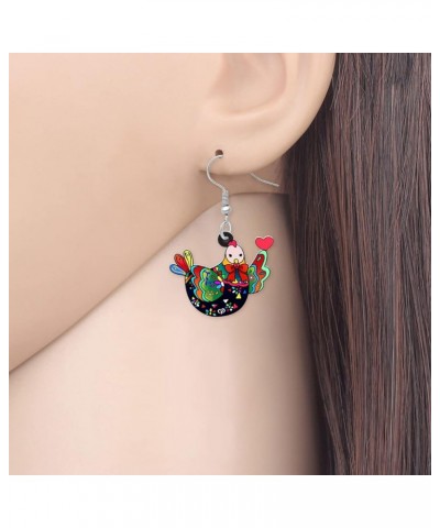 Acrylic Charm Cute Chicken Hen Rooster Earrings Drop Dangle Jewelry for Women Girls Funny Party Gifts Fern $6.47 Earrings