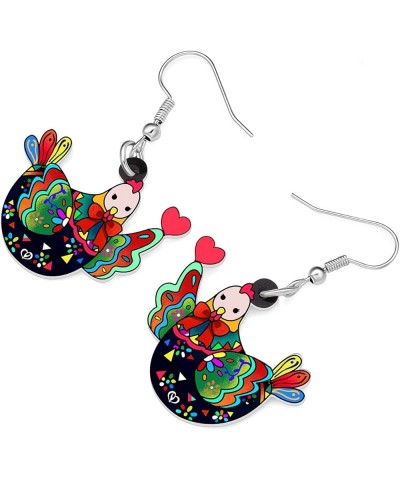 Acrylic Charm Cute Chicken Hen Rooster Earrings Drop Dangle Jewelry for Women Girls Funny Party Gifts Fern $6.47 Earrings