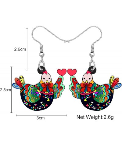 Acrylic Charm Cute Chicken Hen Rooster Earrings Drop Dangle Jewelry for Women Girls Funny Party Gifts Fern $6.47 Earrings