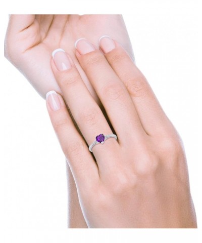 Wedding Engagement Heart Promise Ring Simulated Cubic Zirconia 925 Sterling Silver Simulated Amethyst CZ $11.72 Rings