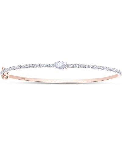 1 1/3 To 1 2/3 CT Marquise & Round Cut Lab Created Moissanite Diamond Tennis Bangl Bracelet For Women In 14K Gold Over Sterli...