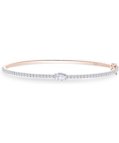 1 1/3 To 1 2/3 CT Marquise & Round Cut Lab Created Moissanite Diamond Tennis Bangl Bracelet For Women In 14K Gold Over Sterli...