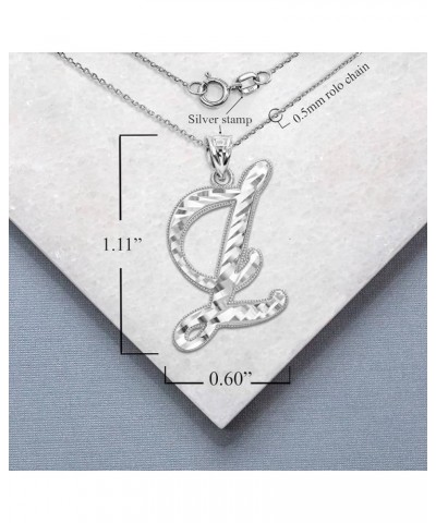 Exquisite .925 Sterling Silver Fine Dangling Cursive Initial A-Z Charm Pendant Necklace - Choice of Initial Letter & Chain Le...