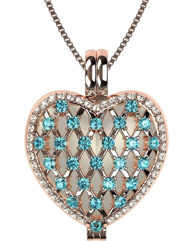 Heart of Hearts Birthstone Locket Necklace Pendant in Sterling Silver & Mother of Pearl rose gold plated March $34.04 Necklaces