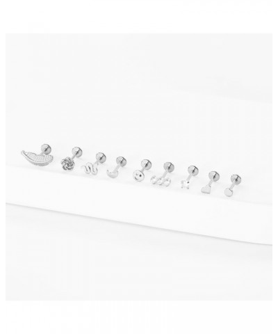 18G 316L Stainless Steel Labret Monroe Lip Ring Studs Cartilage Helix Tragus Conch Daith Nose Piercing Jewelry 8mm Silver 18G...