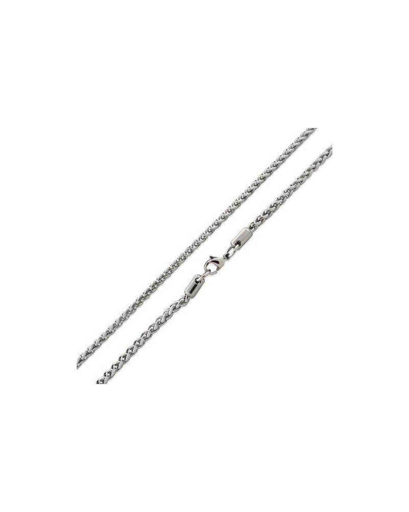 Stainless Steel Unisex Spiga Wheat Braided Chain Necklace - 3.4mm and 4.0 Milimeter 4.0MM 22.0 Inches $13.14 Necklaces