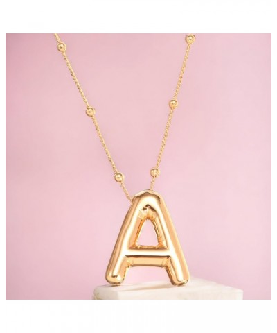 Balloon Initial Necklaces For Women, Dainty Bubble Letter Necklace,18k Gold Plated Balloon Pendant Alphabet Necklaces For Tee...