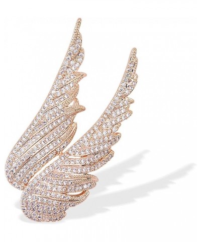 Micro Pave Crystal Angel Wings Brooch Pins Rhinestone Metal Feather Lapel Pin Suit Coat Breastpin for Women Men's Accessories...