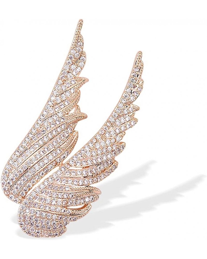 Micro Pave Crystal Angel Wings Brooch Pins Rhinestone Metal Feather Lapel Pin Suit Coat Breastpin for Women Men's Accessories...