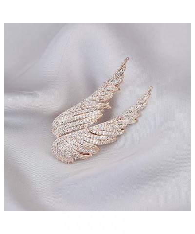 Micro Pave Crystal Angel Wings Brooch Pins Rhinestone Metal Feather Lapel Pin Suit Coat Breastpin for Women Men's Accessories...