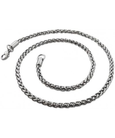 Stainless Steel Unisex Spiga Wheat Braided Chain Necklace - 3.4mm and 4.0 Milimeter 4.0MM 22.0 Inches $13.14 Necklaces