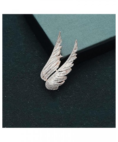 Micro Pave Crystal Angel Wings Brooch Pins Rhinestone Metal Feather Lapel Pin Suit Coat Breastpin for Women Men's Accessories...