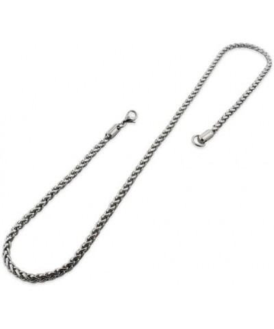 Stainless Steel Unisex Spiga Wheat Braided Chain Necklace - 3.4mm and 4.0 Milimeter 4.0MM 22.0 Inches $13.14 Necklaces