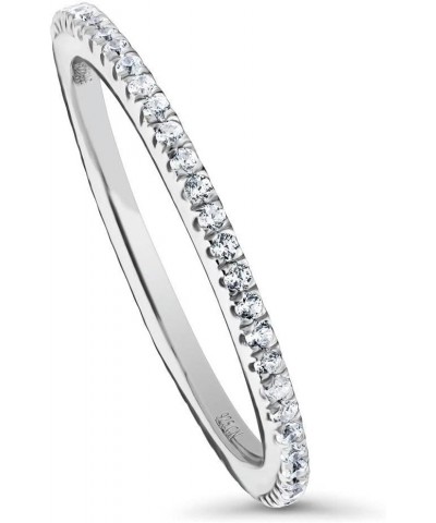 Sterling Silver Wedding Rings Micro Pave Set Cubic Zirconia CZ Eternity Ring for Women, Rhodium Plated Size 4-10 $23.32 Rings