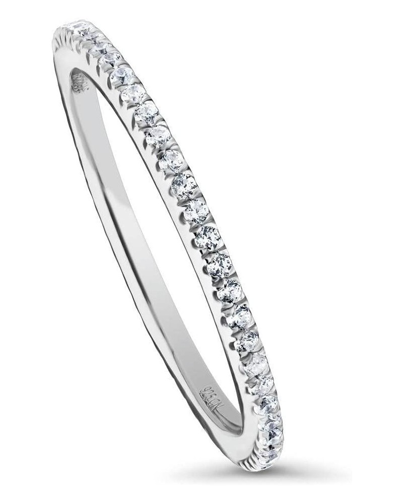 Sterling Silver Wedding Rings Micro Pave Set Cubic Zirconia CZ Eternity Ring for Women, Rhodium Plated Size 4-10 $23.32 Rings