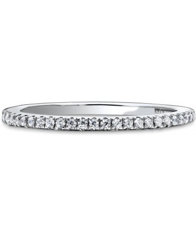 Sterling Silver Wedding Rings Micro Pave Set Cubic Zirconia CZ Eternity Ring for Women, Rhodium Plated Size 4-10 $23.32 Rings