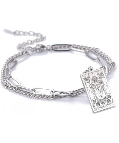 Tarot Cards Bracelet for Women Girls Astrology Divination Magic Amulet Double Layer Chain Bracelet Major Arcana Jewelry Silve...