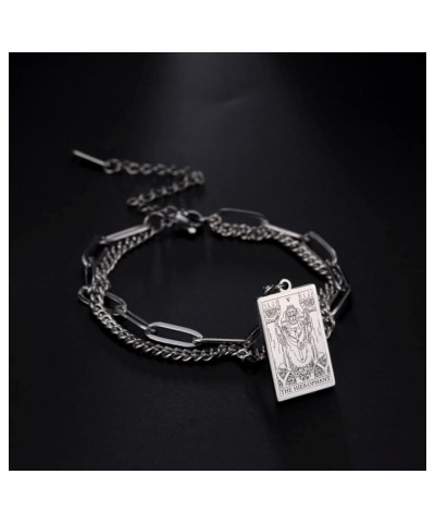 Tarot Cards Bracelet for Women Girls Astrology Divination Magic Amulet Double Layer Chain Bracelet Major Arcana Jewelry Silve...