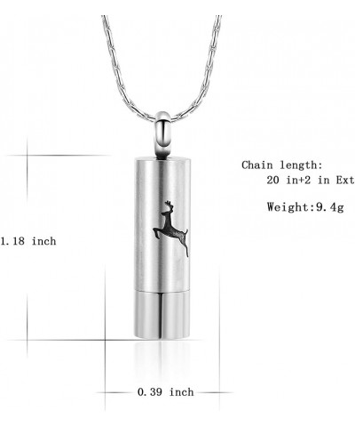 Cremation Jewelry for Ashes Engraved Deer Pattern Memorial Urn Necklace Stainless Steel Pendant Souvenir Silver $11.19 Necklaces