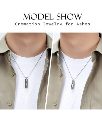 Cremation Jewelry for Ashes Engraved Deer Pattern Memorial Urn Necklace Stainless Steel Pendant Souvenir Silver $11.19 Necklaces