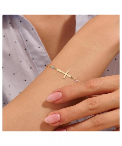 Cross Bracelet for Women,925 Sterling Silver/14k Gold Plated Diamond Cross Bracelet for Women Dainty Layered Gold Rosary Bead...