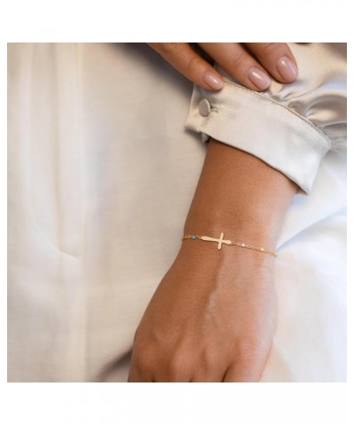 Cross Bracelet for Women,925 Sterling Silver/14k Gold Plated Diamond Cross Bracelet for Women Dainty Layered Gold Rosary Bead...