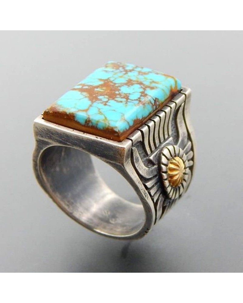 Handmade Rings for Women Square Stone Rings for Women Silver Plated Rings Square Turquoise Ring Sterling Silver 925 Gemstones...