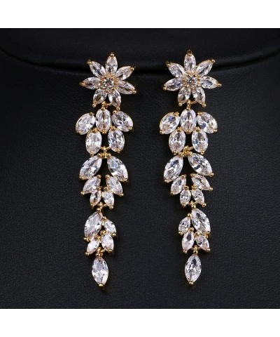 Wedding Earrings Elegant Statement Dangle Drop Dangling CZ Marquise Cubic Zirconia AAAAA 18K Gold Plated Rhinestone Luxurious...