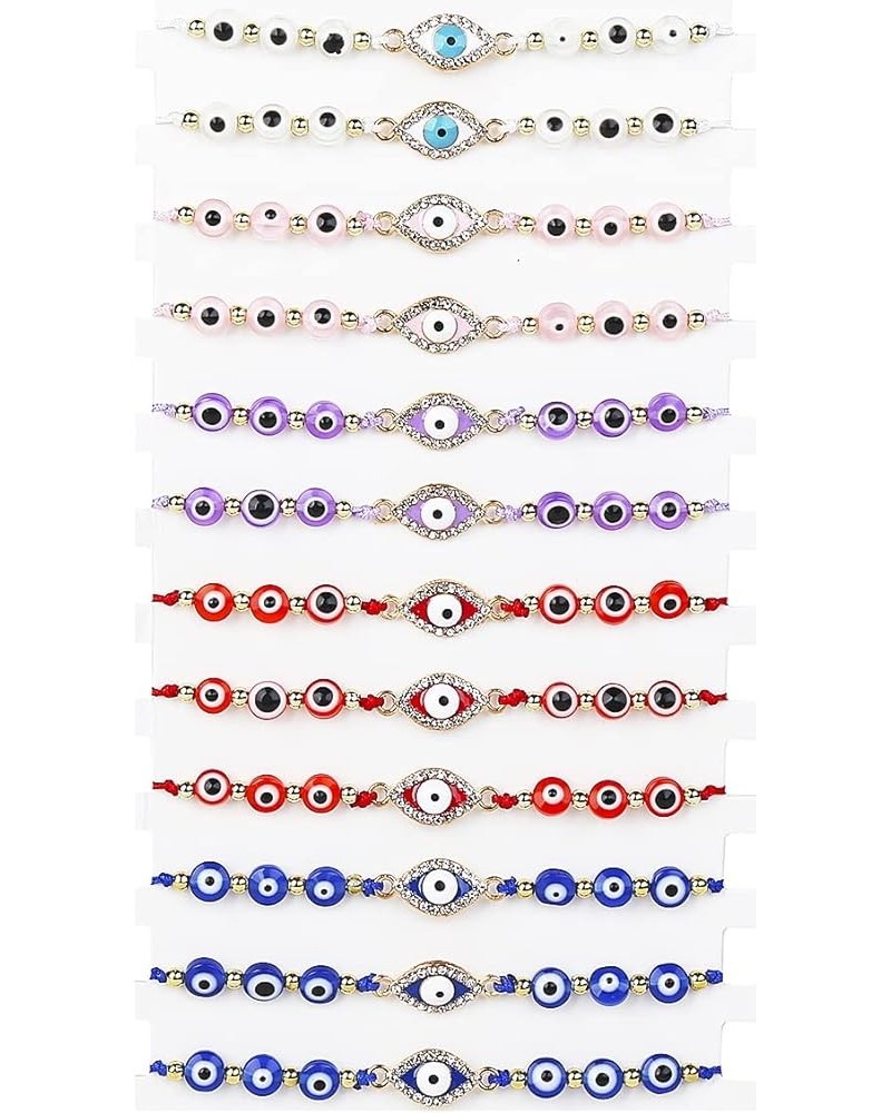 12/24Pcs Beaded Evil Eye Bracelet for Women Handmade Elastic Protection Bracelet Good Luck Nazar Amulet Bangle Lucky Turkish ...