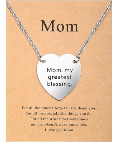 Mom Necklace for Women Heart Pendant Jewelry Mothers Day Gifts from Daughter Mom, my greatest blessing $7.64 Necklaces