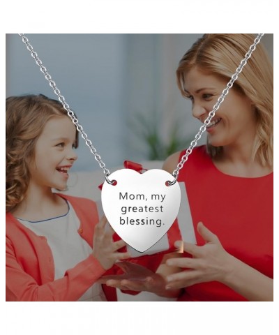 Mom Necklace for Women Heart Pendant Jewelry Mothers Day Gifts from Daughter Mom, my greatest blessing $7.64 Necklaces