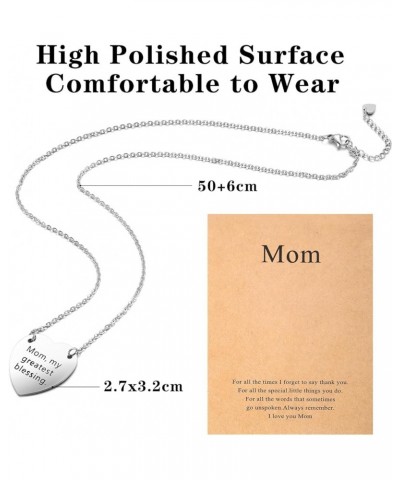 Mom Necklace for Women Heart Pendant Jewelry Mothers Day Gifts from Daughter Mom, my greatest blessing $7.64 Necklaces