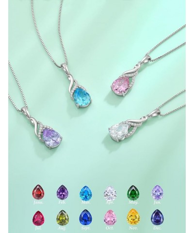 Twisted Necklace 925 Sterling Silver Infinity Pendant Teardrop Birthstone Jewelry Gift for Wmen 06-alexandrite-June $25.52 Ne...