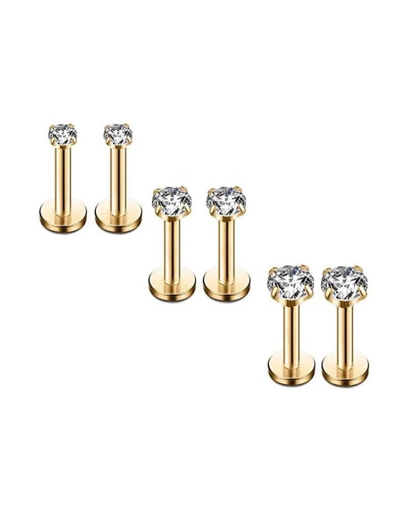 16G Diamond CZ Lip Rings Labret Monroe Nose Tragus Helix Ear Piercing Jewelry Surgical Stainless Steel 2/3/4mm CZ 6mm Bar Len...