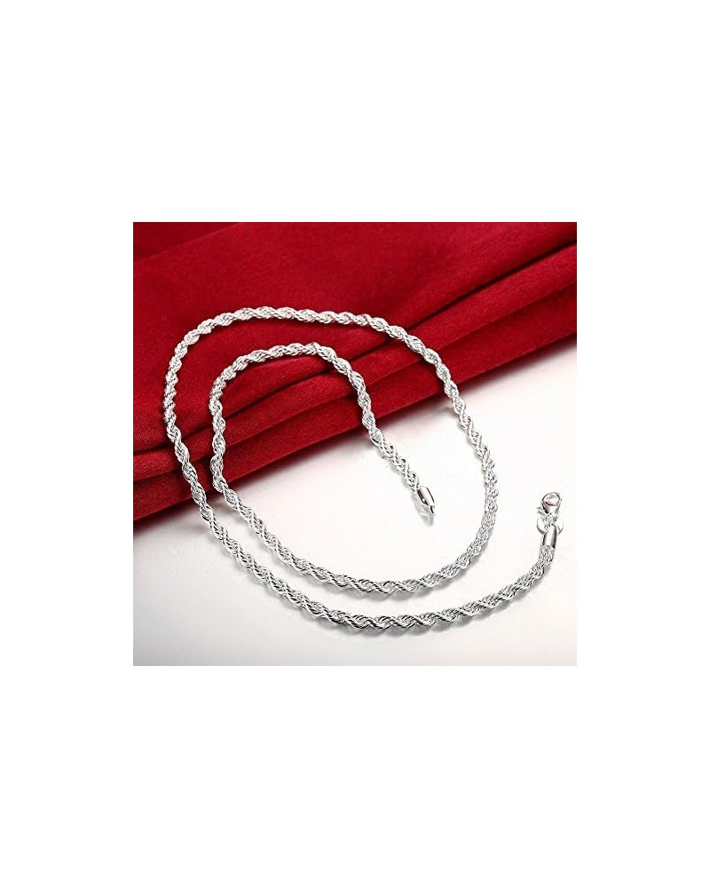 925 Sterling Silver Necklace 2mm/3mm/4mm/5mm 16-30inch Women/Mens Twisted Rope Chain collares para Mujer 4mm 60cm $9.69 Neckl...