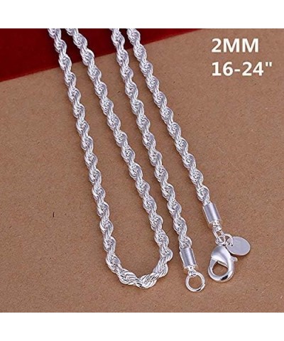 925 Sterling Silver Necklace 2mm/3mm/4mm/5mm 16-30inch Women/Mens Twisted Rope Chain collares para Mujer 4mm 60cm $9.69 Neckl...