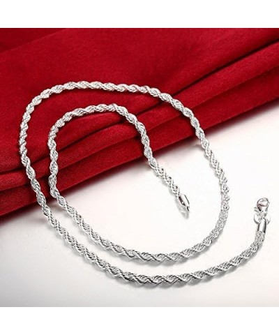 925 Sterling Silver Necklace 2mm/3mm/4mm/5mm 16-30inch Women/Mens Twisted Rope Chain collares para Mujer 4mm 60cm $9.69 Neckl...