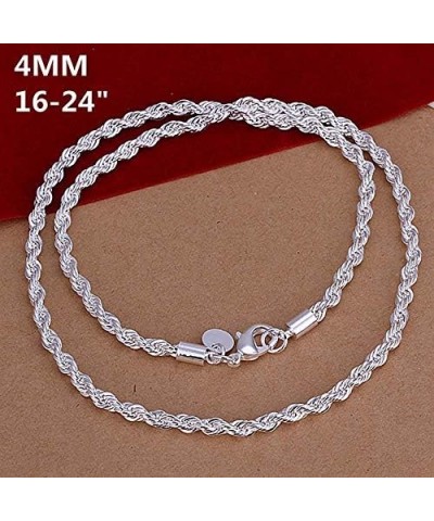 925 Sterling Silver Necklace 2mm/3mm/4mm/5mm 16-30inch Women/Mens Twisted Rope Chain collares para Mujer 4mm 60cm $9.69 Neckl...