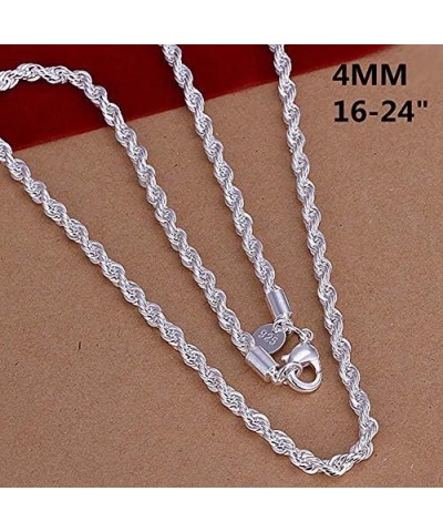 925 Sterling Silver Necklace 2mm/3mm/4mm/5mm 16-30inch Women/Mens Twisted Rope Chain collares para Mujer 4mm 60cm $9.69 Neckl...