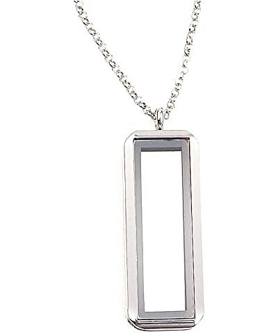 DIY Rectangle Glass Floating Living Memory Charms Locket Pendant Necklace 18 Inch Link Chain Jewelry for Women Girls (3) 4 $7...