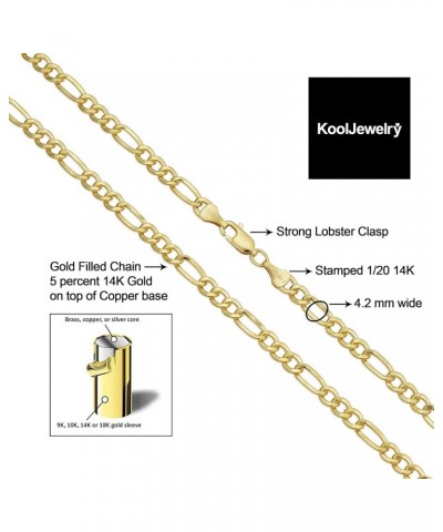 14k Yellow Gold Filled Solid Figaro Link Chain Necklace for Men and Women (3.3 mm, 4.2 mm, 5.2 mm, 6 mm, 7.8 mm or 8.6 mm) 24...