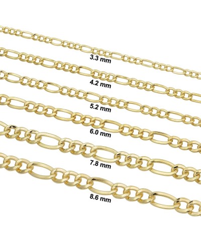 14k Yellow Gold Filled Solid Figaro Link Chain Necklace for Men and Women (3.3 mm, 4.2 mm, 5.2 mm, 6 mm, 7.8 mm or 8.6 mm) 24...