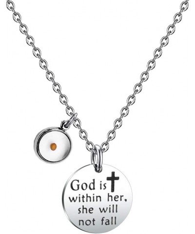 Mustard Seed Christian Gift God is Within Her She Will Not Fall Bracelet Necklace Psalm 46:5 Religious Jewelry necklace $9.15...