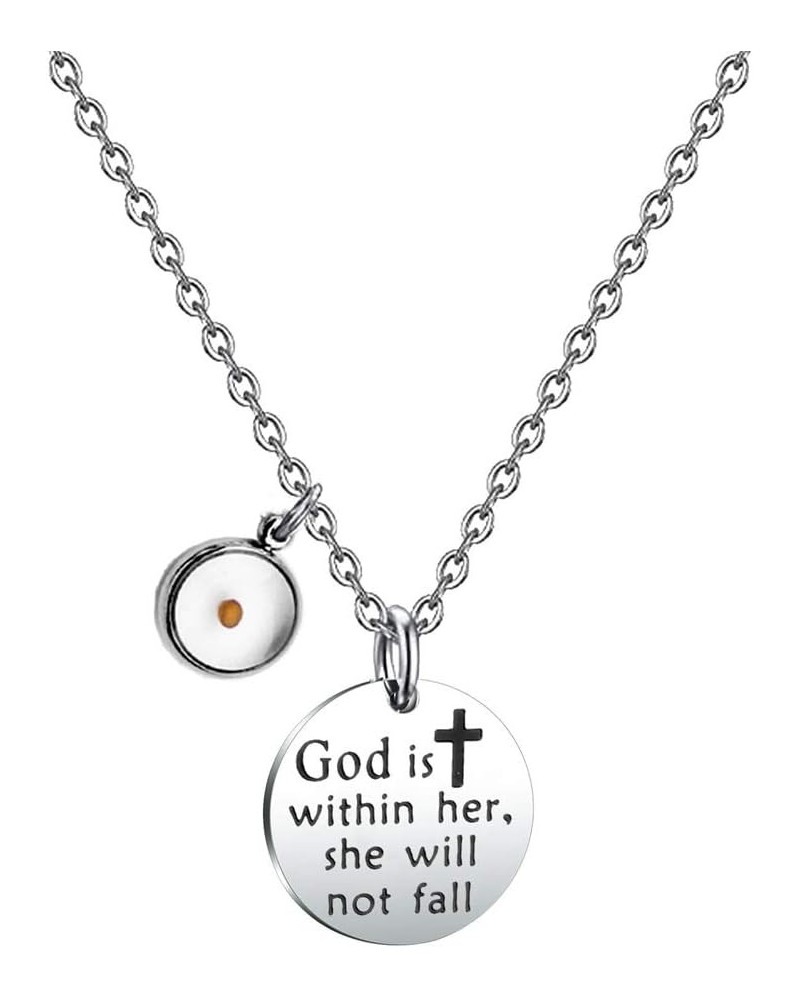 Mustard Seed Christian Gift God is Within Her She Will Not Fall Bracelet Necklace Psalm 46:5 Religious Jewelry necklace $9.15...