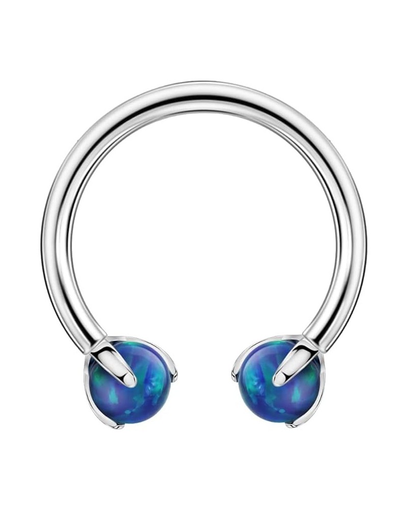 316l Surgical Steel Horseshoe Piercing Jewelry with Internally Threaded Ends 6mm/8mm/10mm/12mm 1pc Dark Blue Opal 16g 10mm $5...