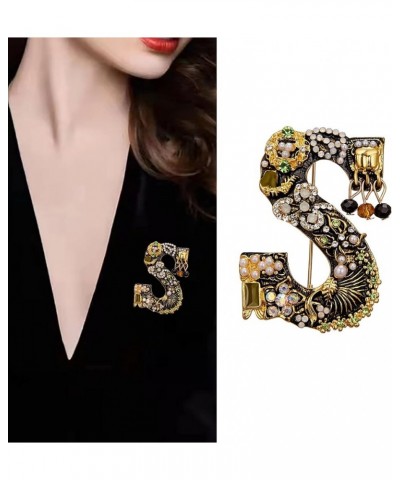 Pin Backs Locking Crystal Pearl Initial Brooch Gold Plated Enamel Colored Letter Letter Brooch Brooch Jewelry (D, One Size) D...